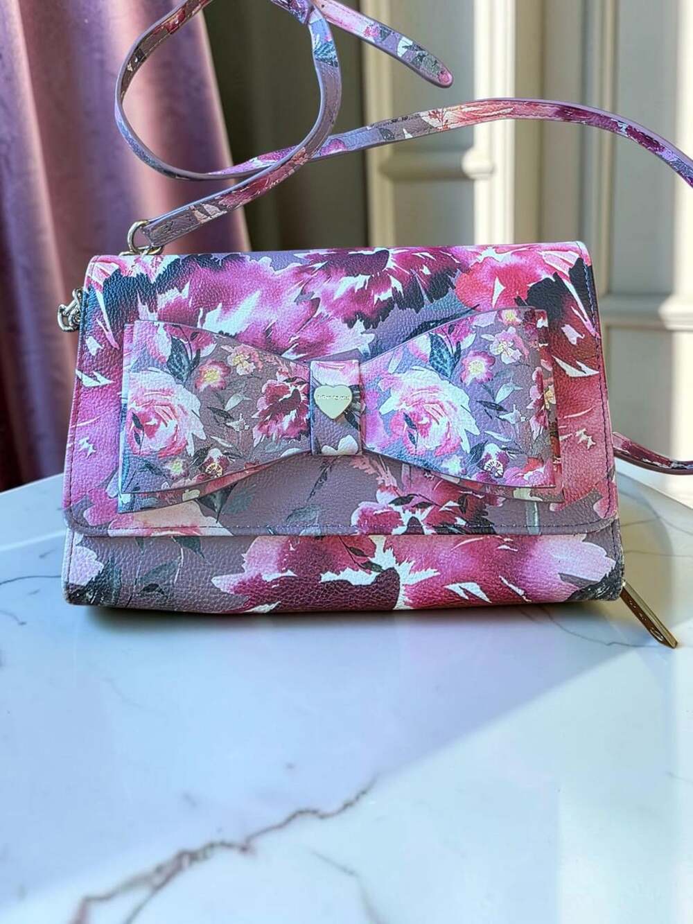 Betsey Johnson Crossbody Handbag Pink Floral Bow